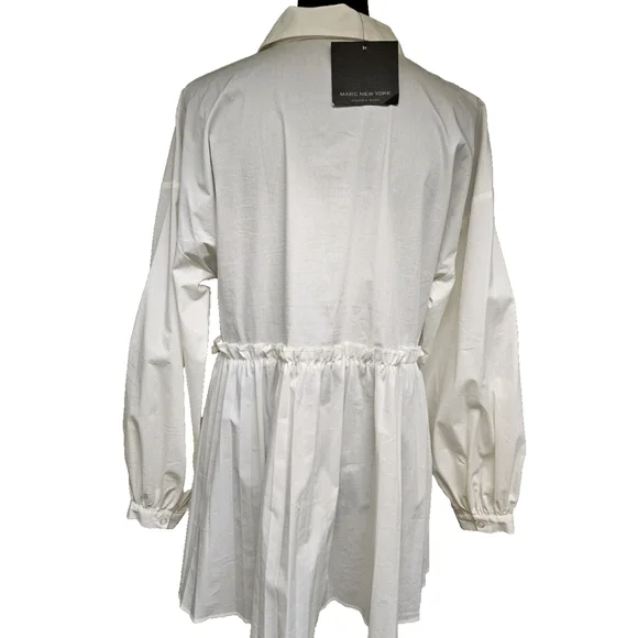 White Long Sleeve Pleated Blouse by Marc New York-NWT-Size Small - Picture 8 of 13